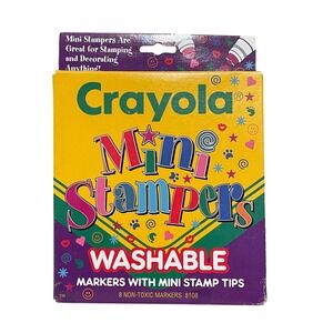 Vintage 1994 Crayola Mini Stampers Markers Washable 8 Pack DRIED‎ UP